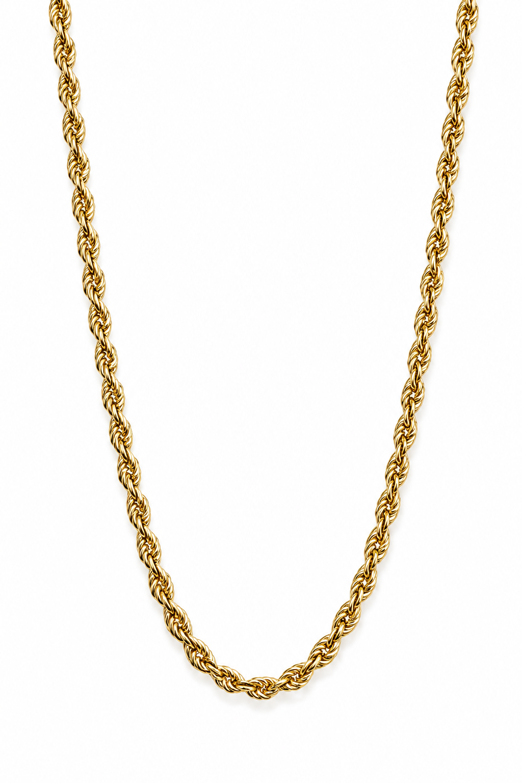 18k Gold over silver. Rope chain 4mm