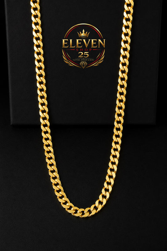 Cuban Link Chain Diamond - cut Solid 18k Gold over 925 italian Silver 5mm 22¨