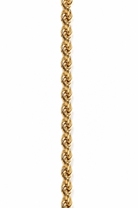 18k Gold over silver. Rope chain 4mm