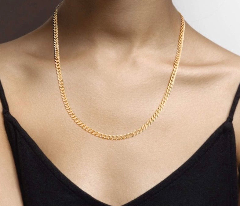 Cuban Link Chain Diamond - cut Solid 18k Gold over 925 italian Silver 5mm 22¨