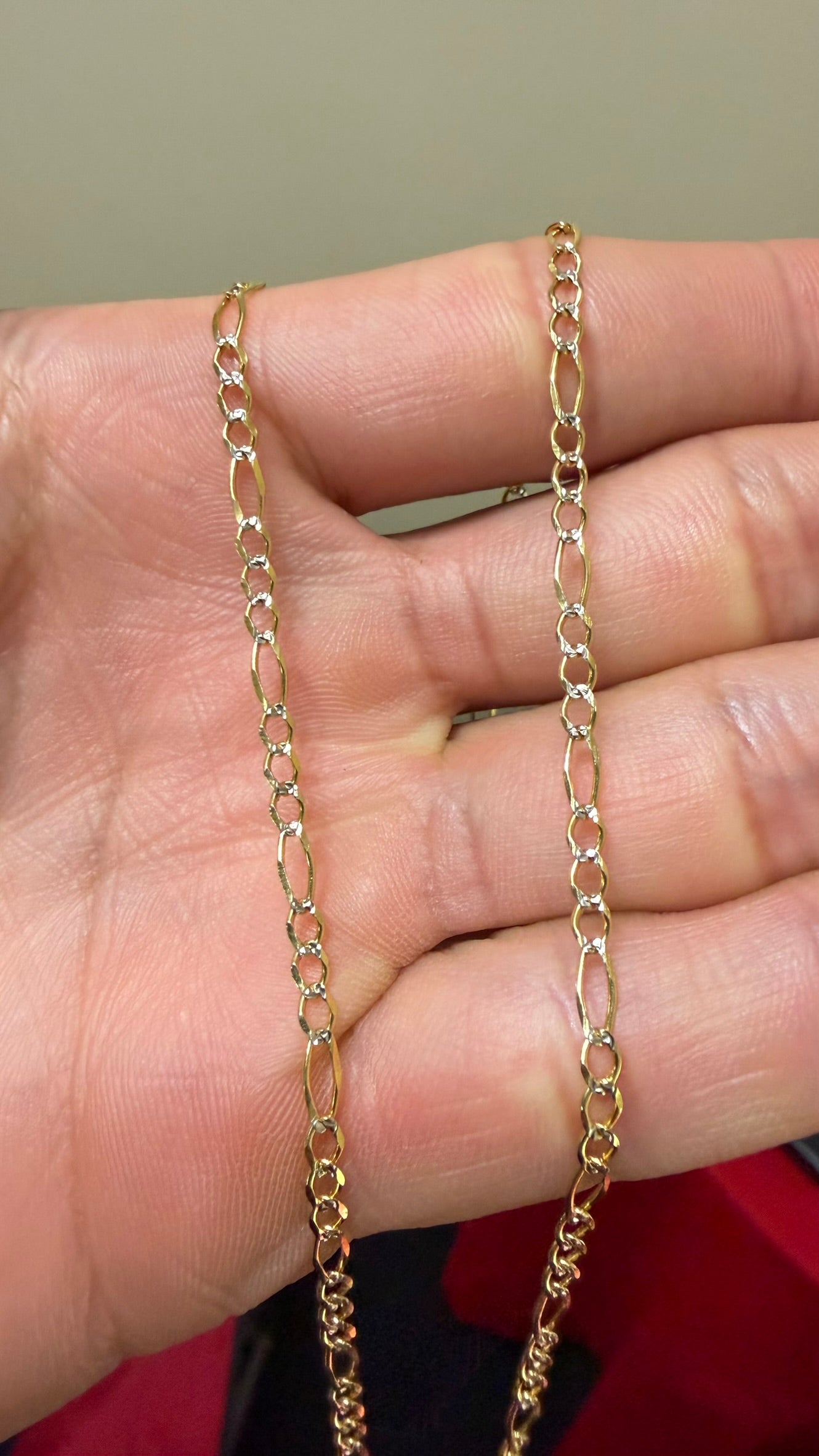 14K Solid yellow Gold Figaro Chain 2.5mm – 20”